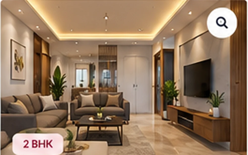 Modern 2 BHK Living Room - 2 BHK interior design in Kalyan