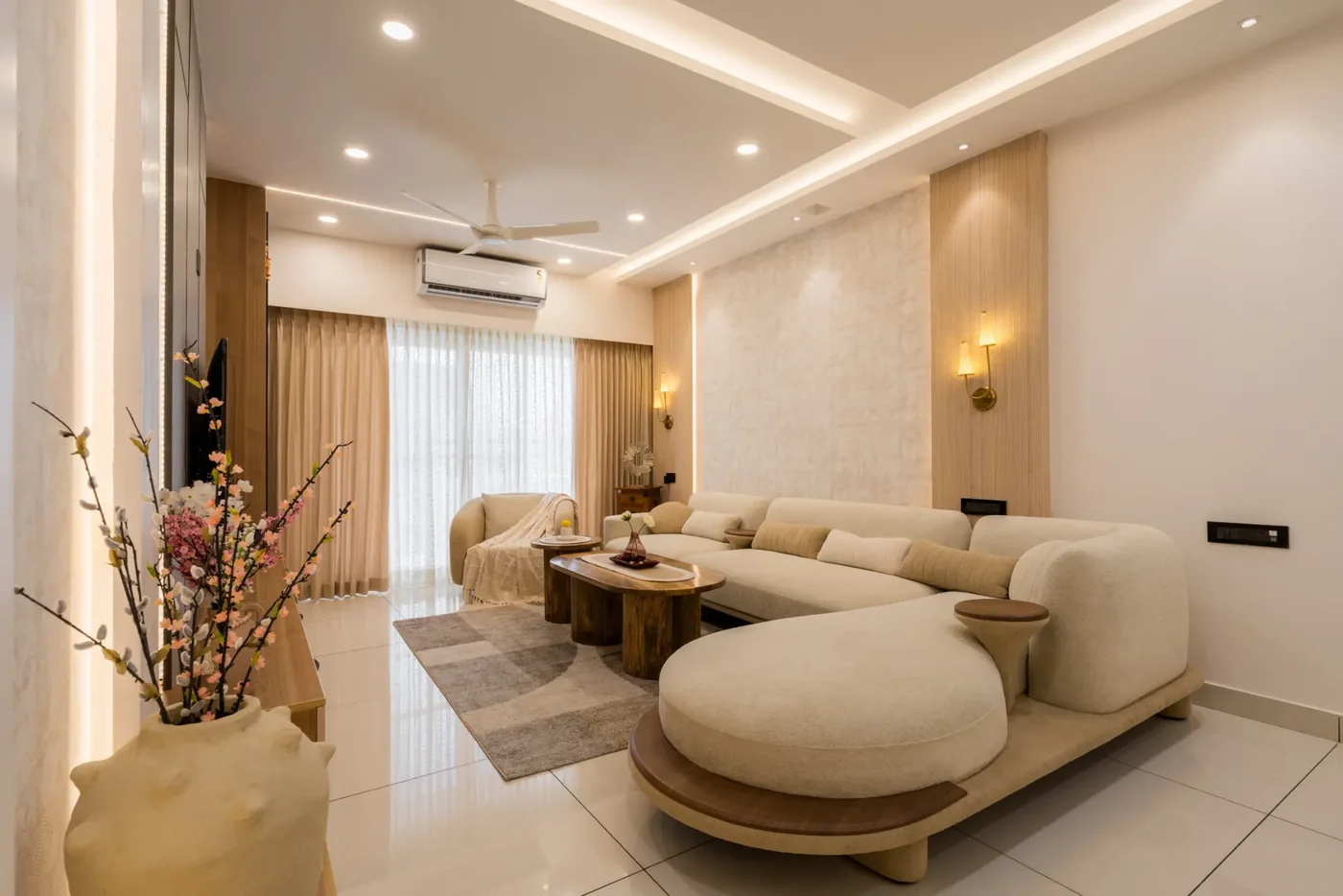 Indian 3 BHK Living Room Interior - 3 BHK interior design in Thane
